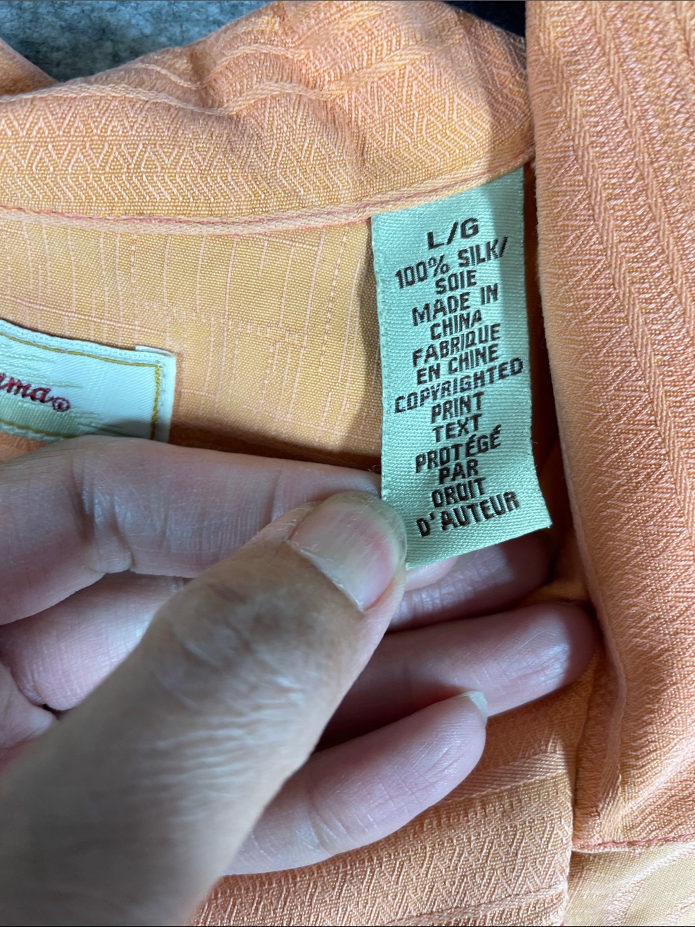 Tommy Bahama Silk Camp Shirt Peach Large Hawaiian Resort Vacation Casual - Picture 5 of 14